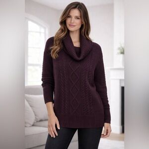 Kit and Ace Plum Merino Wool Cable-Knit Sweater | Heavyweight | Size S